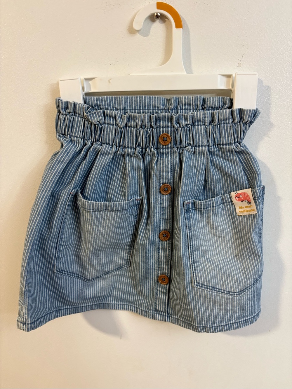 Souris mini Striped Blue Button-Front Kids Skirt 6 years